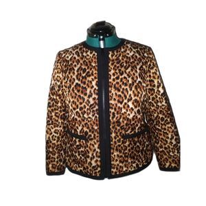 Talbots (PL) Cheetah Print Quilted Lightweight Spring Jacket Mob Wife